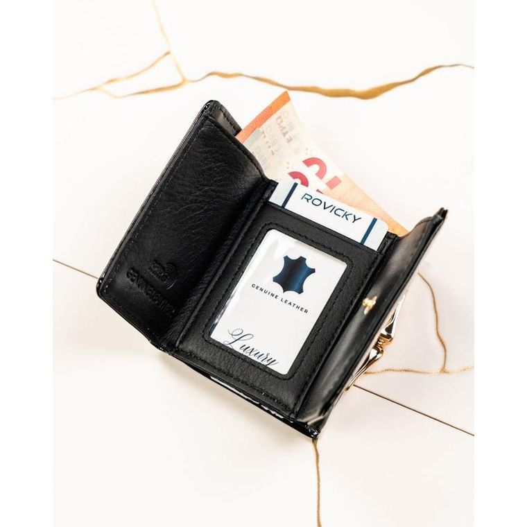 Portfel, czarny, skórzany, Rovicky