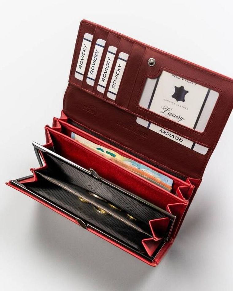 Portfel, czerwony, RFID, Rovicky