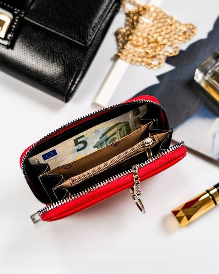 Portfel, czerwony, skóra eklogiczna, Cavaldi