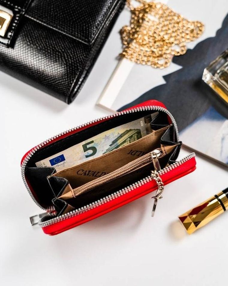 Portfel, czerwony, skóra eklogiczna, Cavaldi