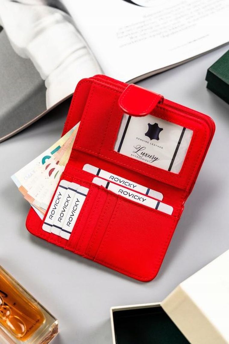 Portfel, czerwony, skóra eklogiczna, Cavaldi