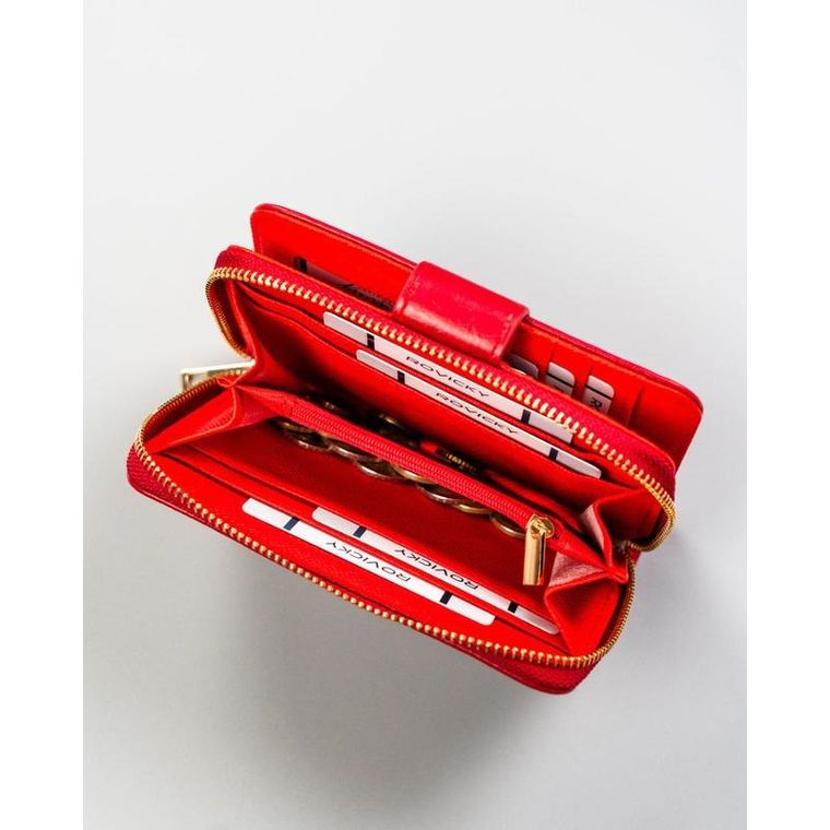 Portfel, czerwony, skóra ekologiczna, 4U Cavaldi