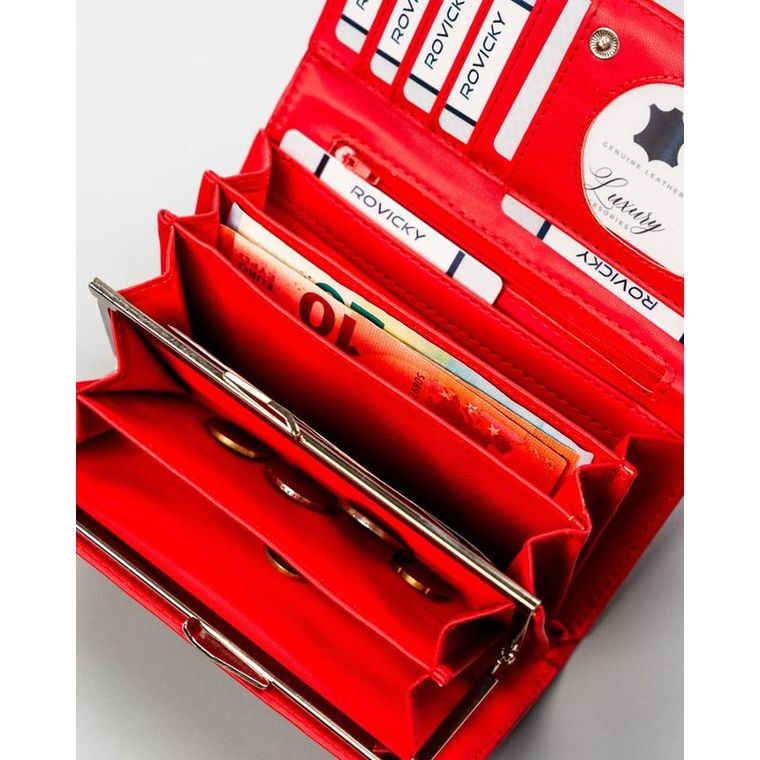 Portfel, czerwony, skóra ekologiczna, 4U Cavaldi