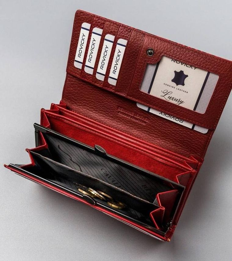 Portfel, czerwony, skóra ekologiczna, Cavaldi