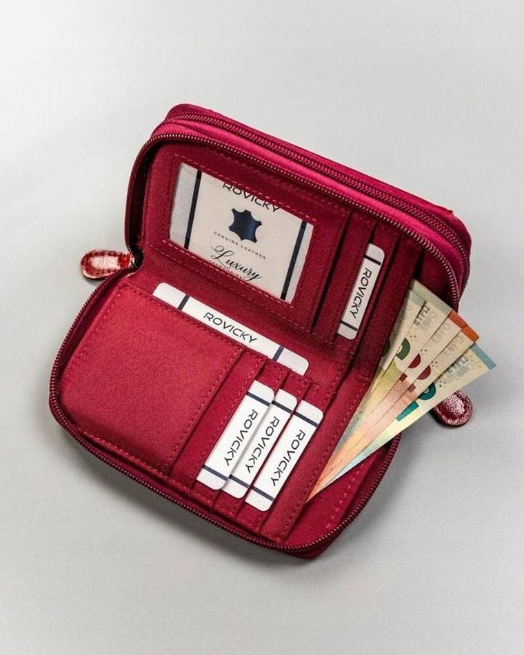 Portfel, czerwony, skóra ekologiczna, Cavaldi