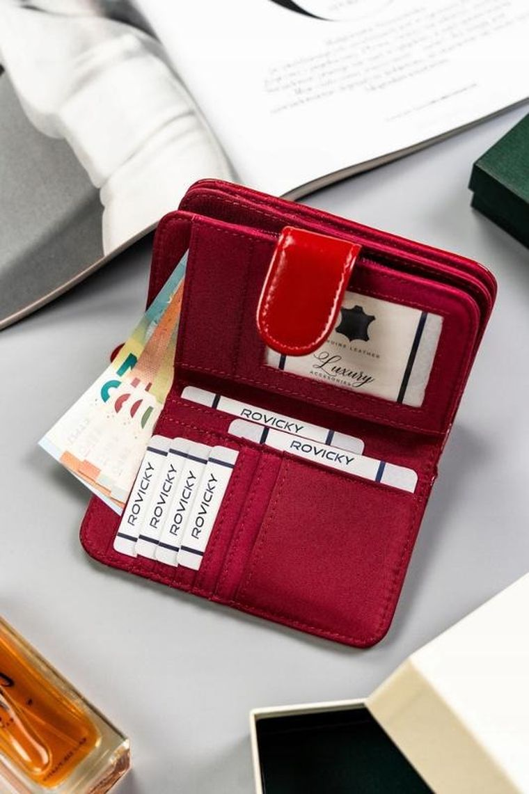 Portfel, czerwony, skóra ekologiczna, Cavaldi