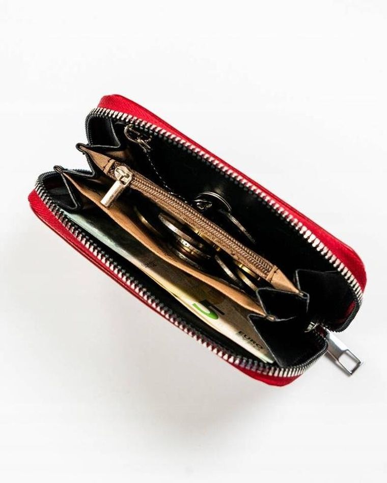 Portfel, czerwony, skóra ekologiczna, Cavaldi