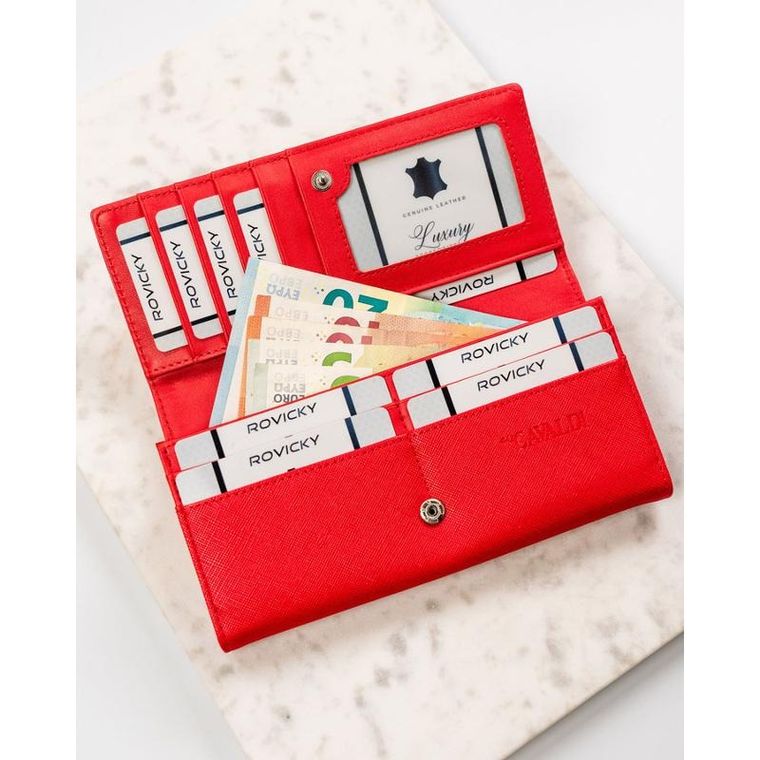 Portfel, czerwony, skóra ekologiczna, Cavaldi