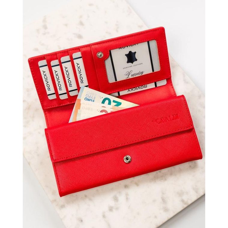 Portfel, czerwony, skóra ekologiczna, Cavaldi