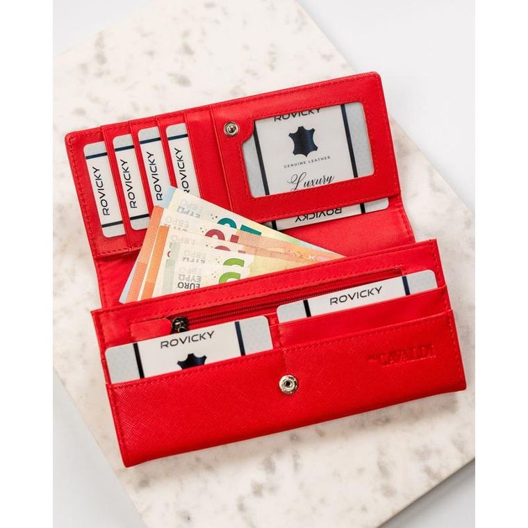 Portfel, czerwony, skóra ekologiczna, Cavaldi