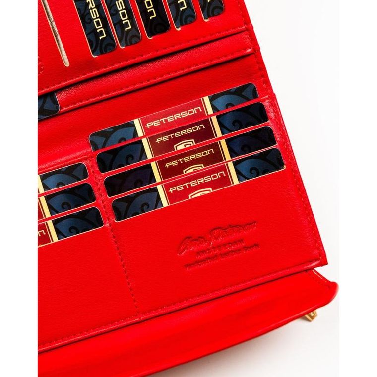 Portfel, czerwony, skóra ekologiczna, Peterson