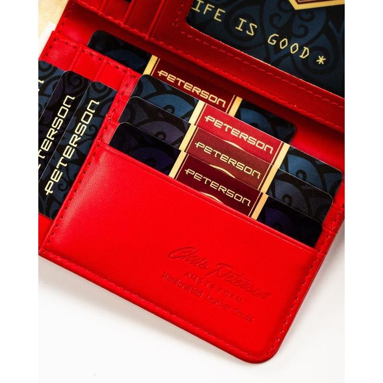 Portfel, czerwony, skóra ekologiczna, Peterson