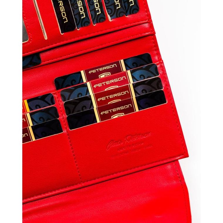 Portfel, czerwony, skóra ekologiczna, Peterson