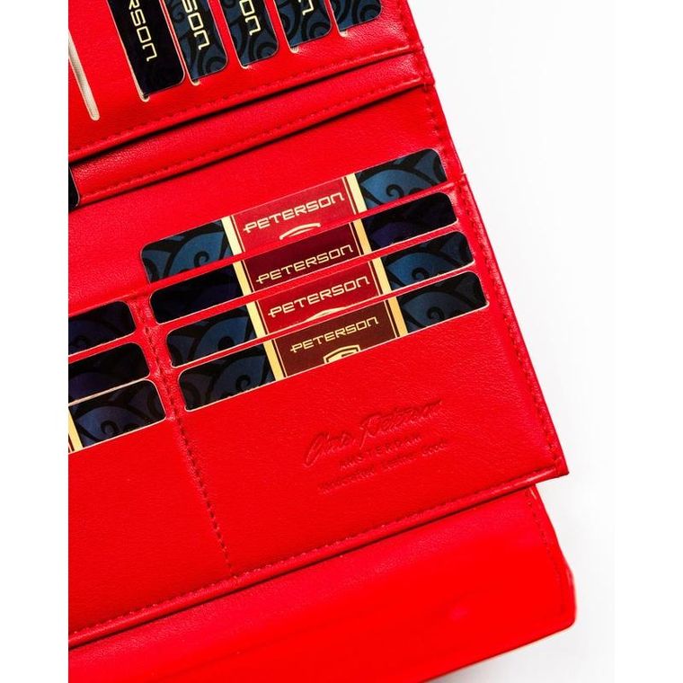 Portfel, czerwony, skóra ekologiczna, Peterson