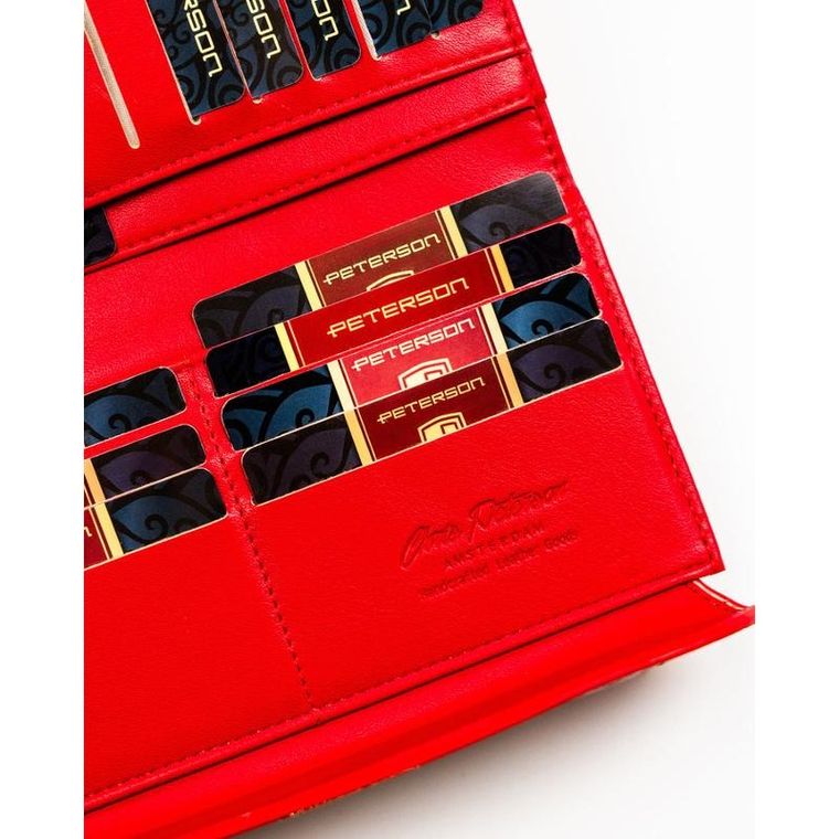 Portfel, czerwony, skóra ekologiczna, Peterson