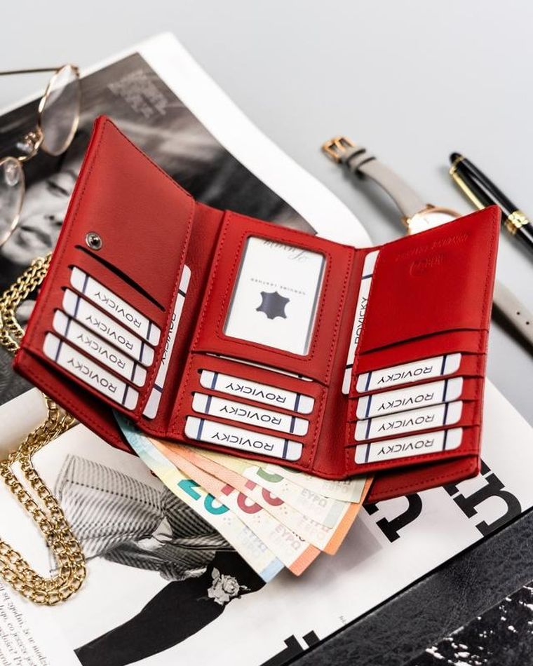 Portfel, czerwony, skóra ekologiczna, Rovicky