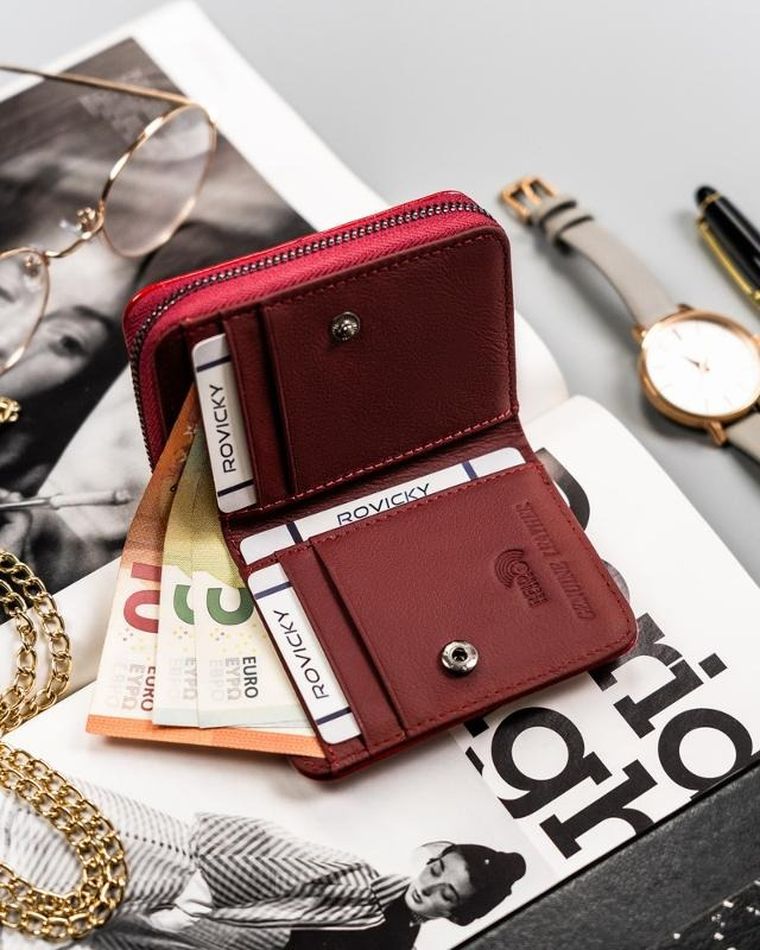 Portfel, czerwony, skóra ekologiczna, Rovicky