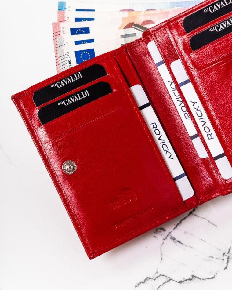 Portfel, czerwony, skórzany, Cavaldi
