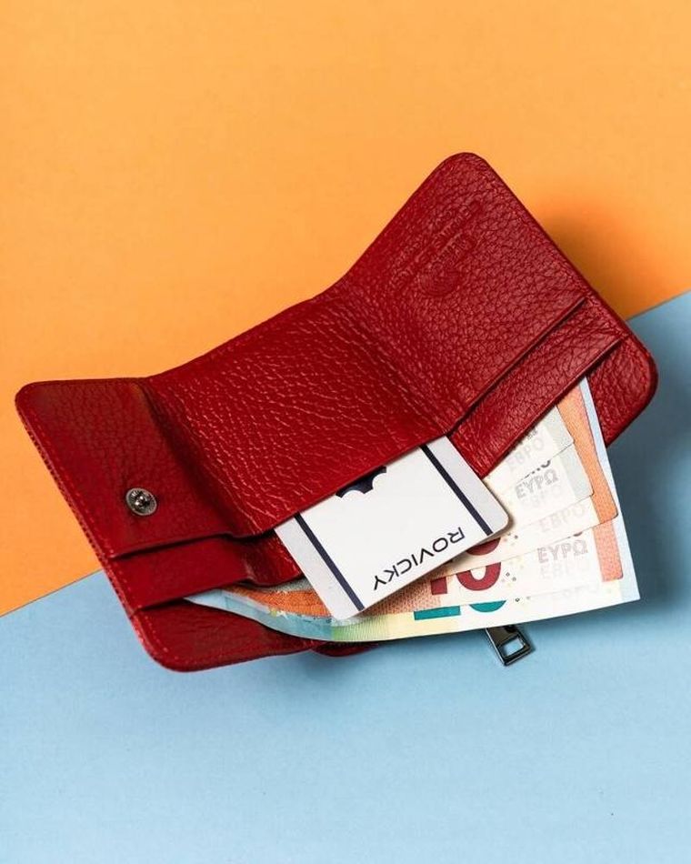 Portfel, czerwony, skórzany, Lorenti