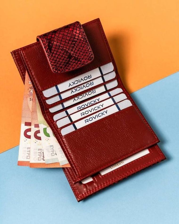 Portfel, czerwony, skórzany, Lorenti