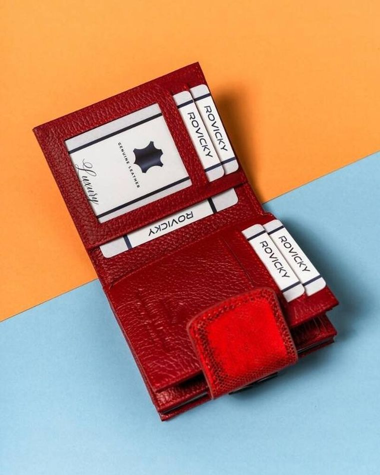 Portfel, czerwony, skórzany, Lorenti