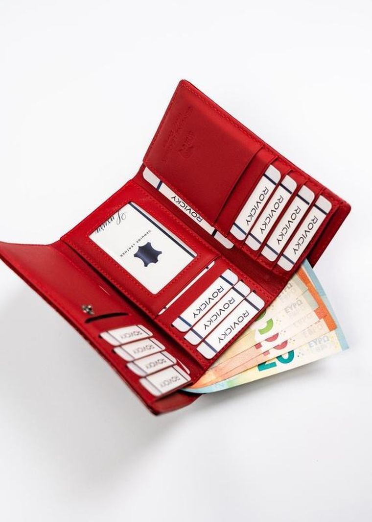 Portfel, czerwony, skórzany, Lorenti