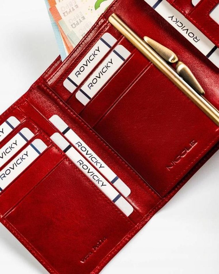 Portfel, czerwony, skórzany, Nicole