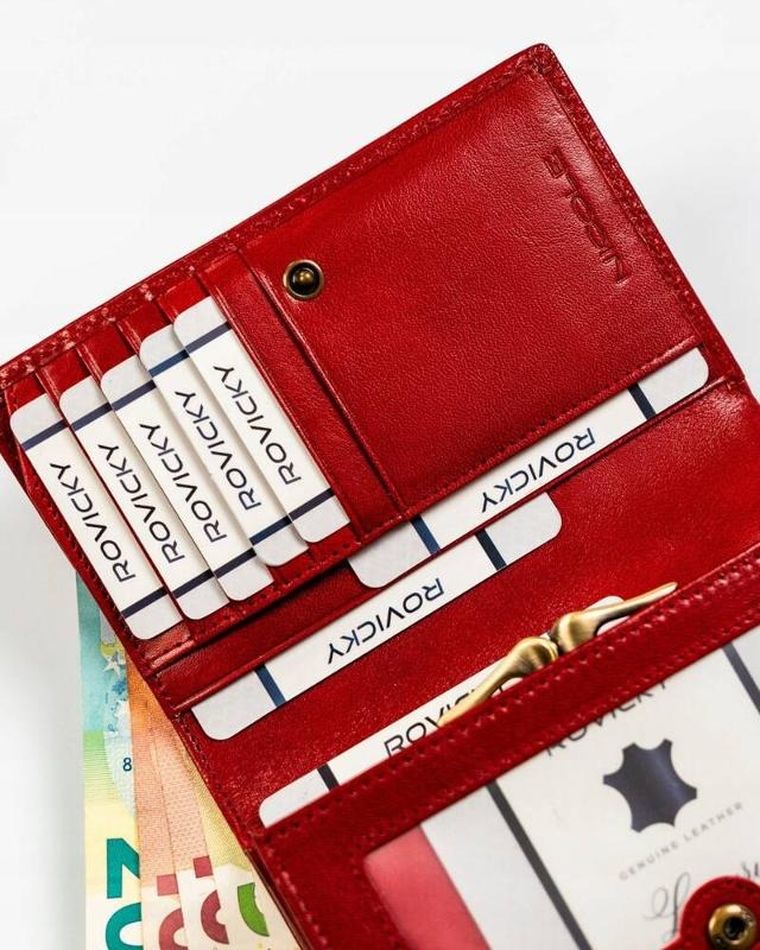 Portfel, czerwony, skórzany, Nicole