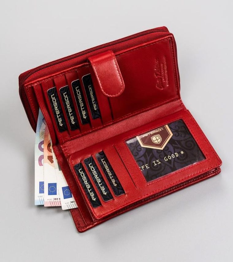 Portfel, czerwony, skórzany, Peterson