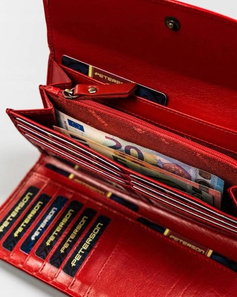 Portfel, czerwony, skórzany, Peterson