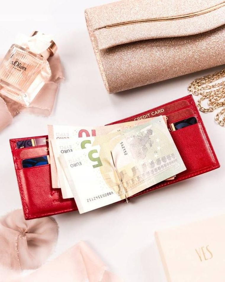 Portfel, czerwony, skórzany, Peterson