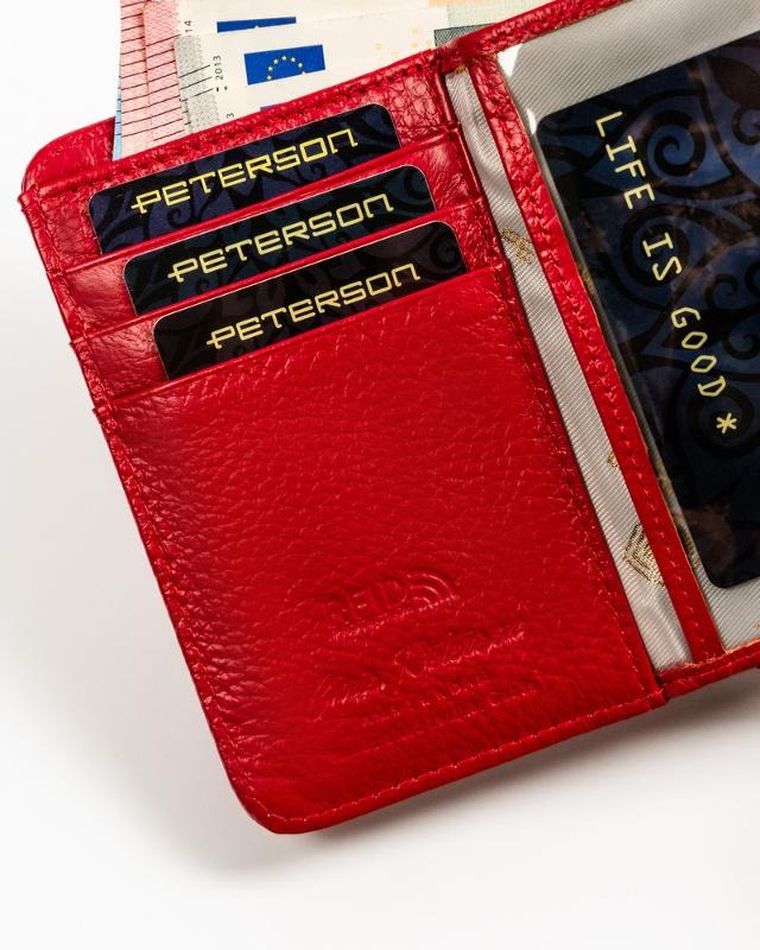Portfel, czerwony, skórzany, Peterson