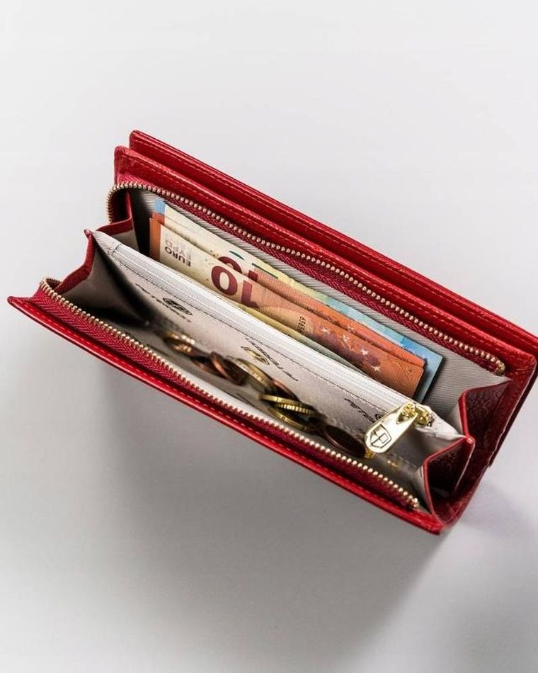 Portfel, czerwony, skórzany, Peterson