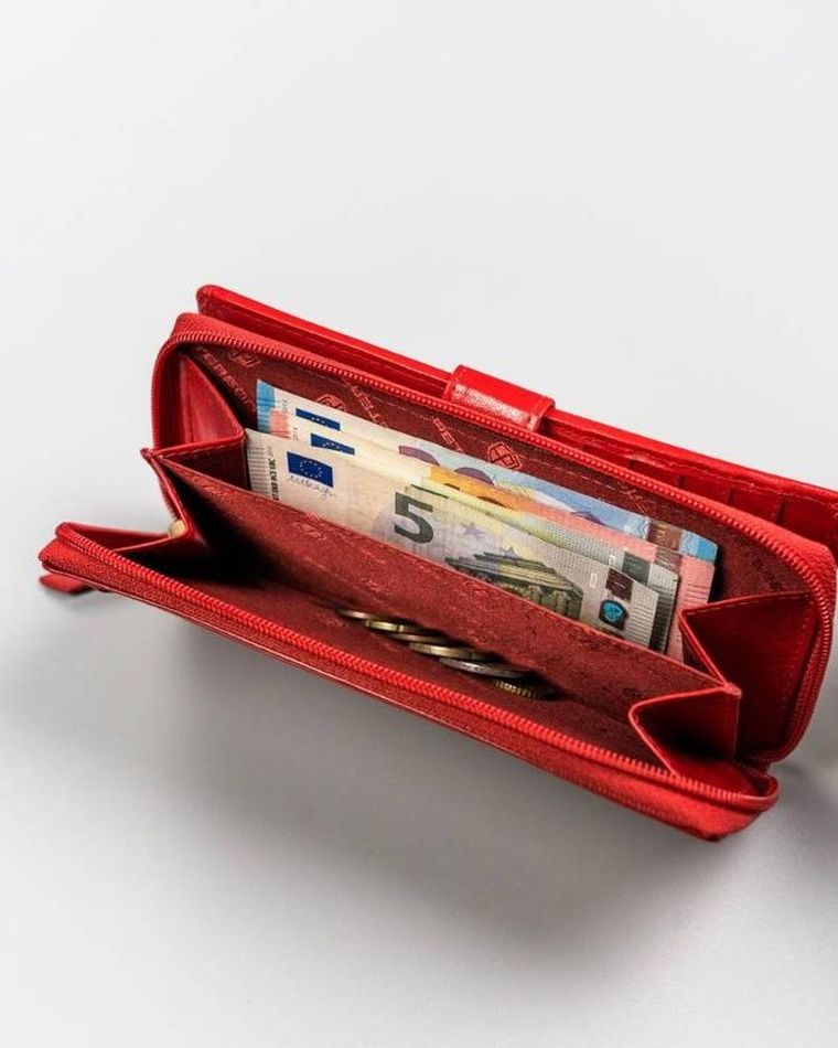 Portfel, czerwony skórzany, Peterson