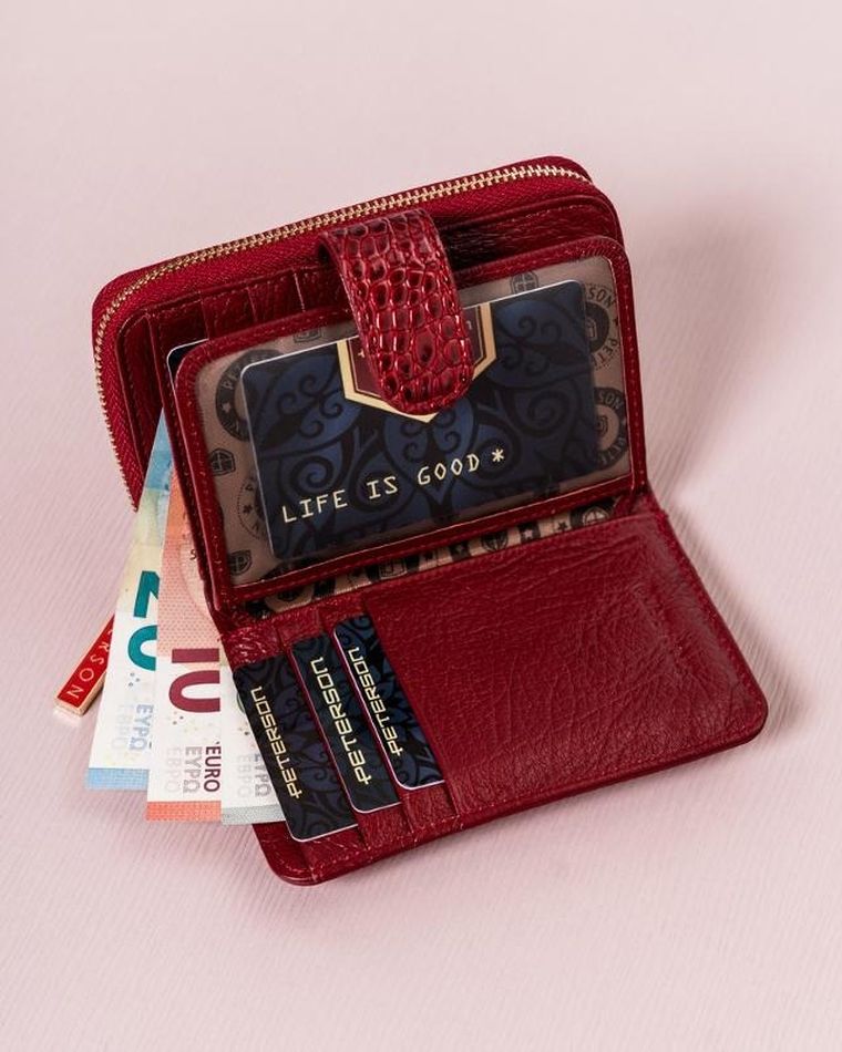 Portfel, czerwony, skórzany, Peterson