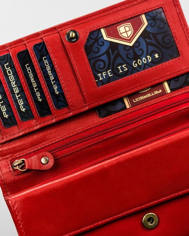 Portfel, czerwony, skórzany, Peterson