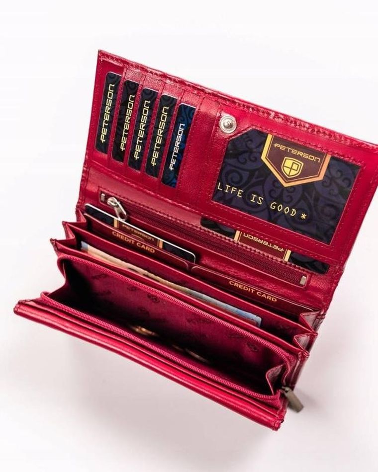 Portfel, czerwony, skórzany, Peterson