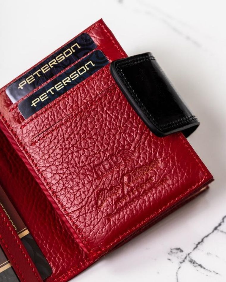 Portfel, czerwony, skórzany, Peterson