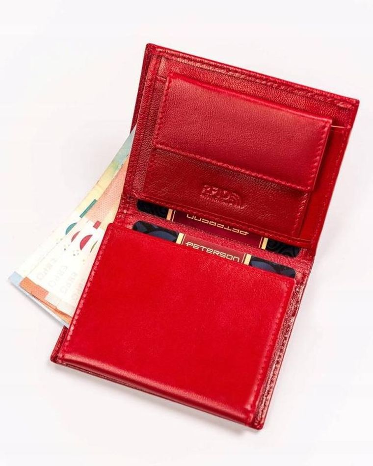 Portfel, czerwony, skórzany, Peterson