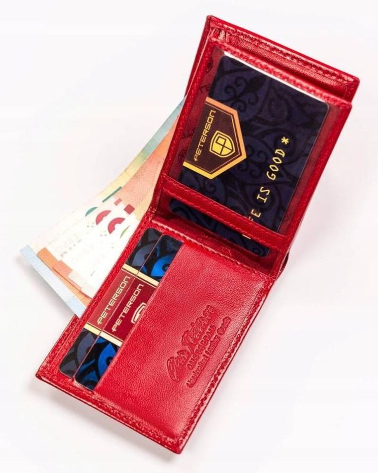 Portfel, czerwony, skórzany, Peterson