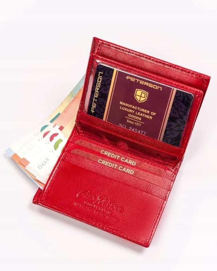 Portfel, czerwony, skórzany, Peterson