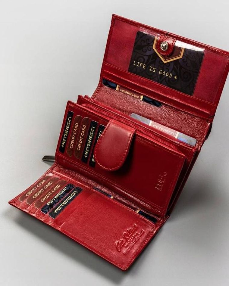 Portfel, czerwony, skórzany, Peterson