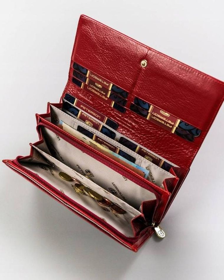 Portfel, czerwony, skórzany, Peterson