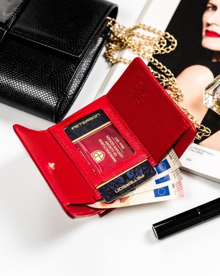 Portfel, czerwony, skórzany, Peterson