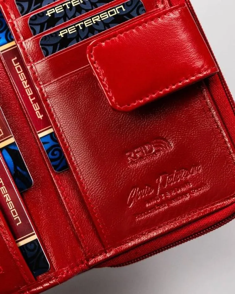 Portfel, czerwony, skórzany, Peterson