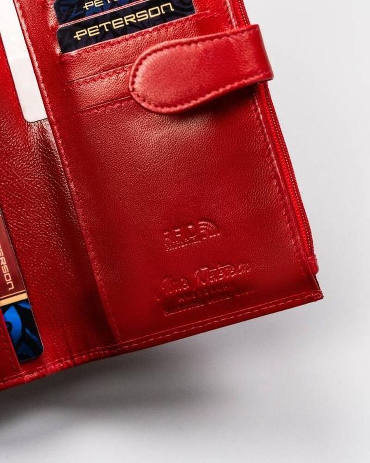 Portfel, czerwony, skórzany, Peterson