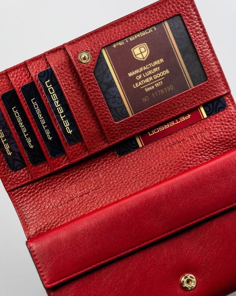 Portfel, czerwony, skórzany, Peterson