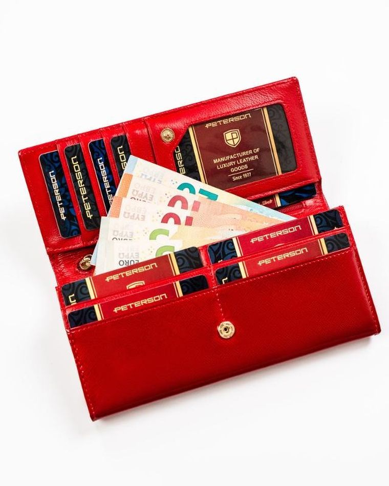 Portfel, czerwony, skórzany, Peterson
