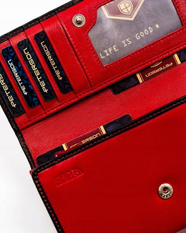 Portfel, czerwony, skórzany, Peterson