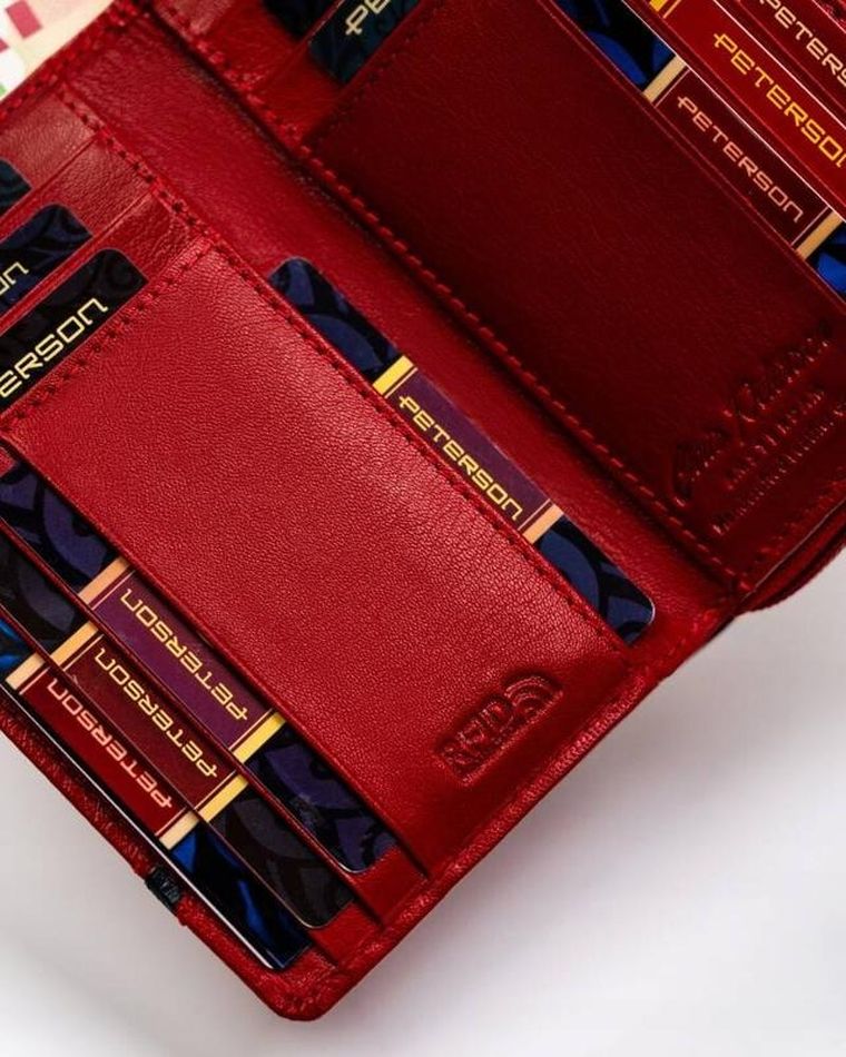 Portfel, czerwony, skórzany, Peterson